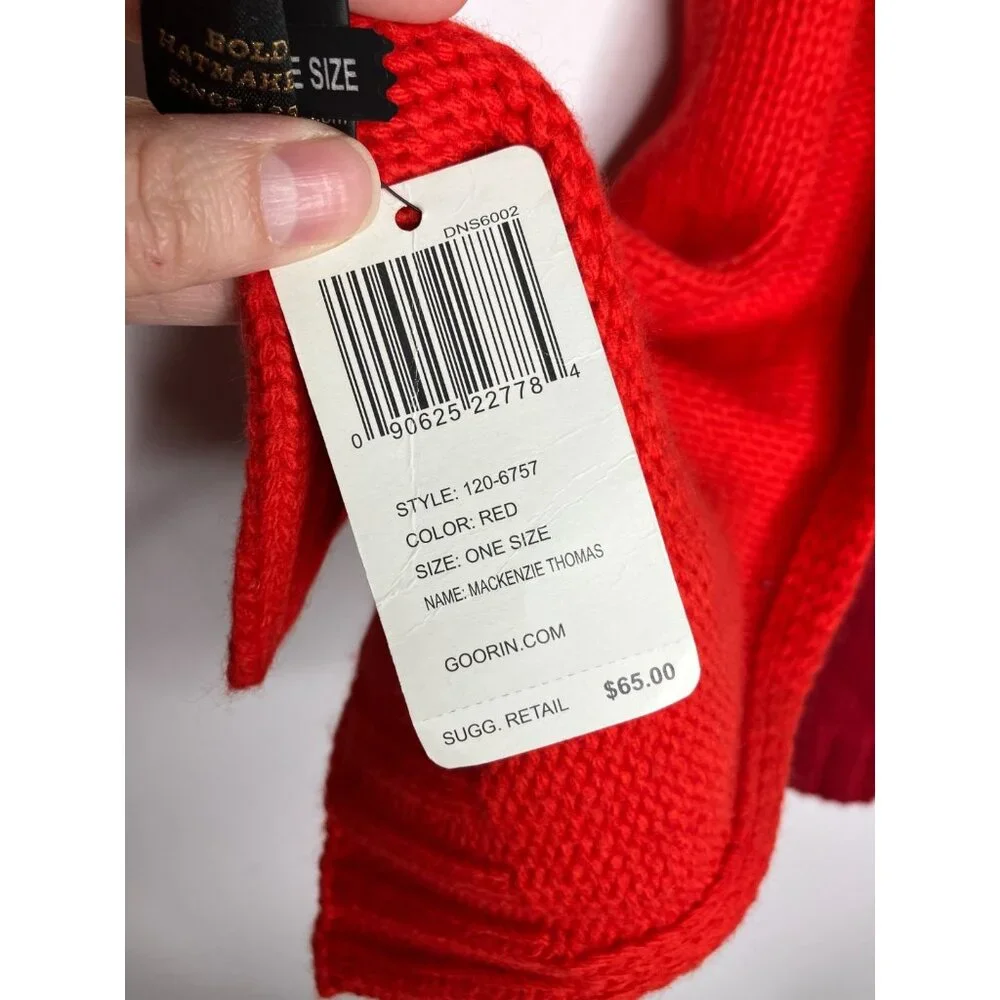 Goorin Bros Wool Cashmere Angora Blend Scarf Half Color Block Red New